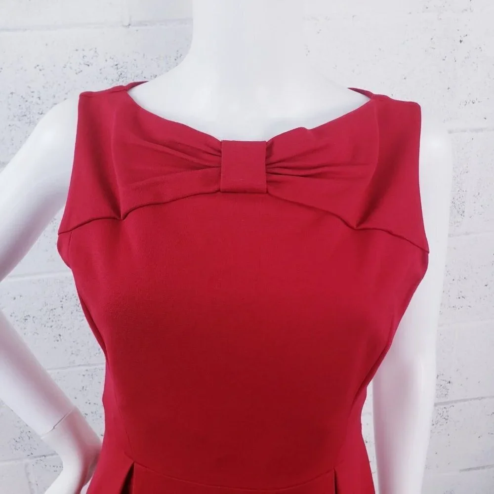 Kate Spade New York Size 6 Sheath Dress Bow Tie Knee‎ Length Sleeveless Red